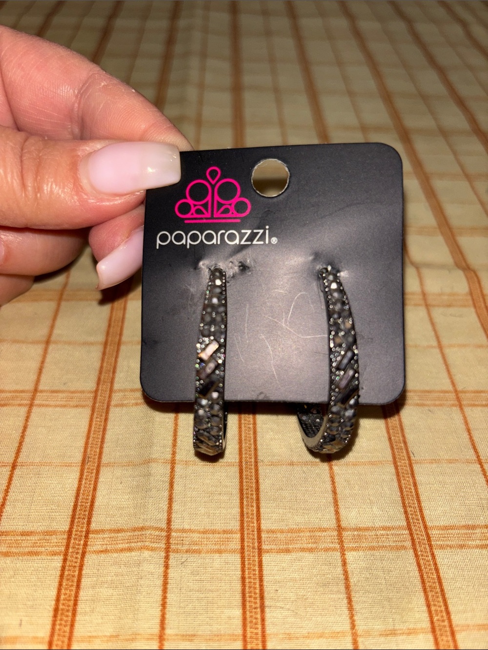 paparazzi Gunmetal Crystal Hoop Earrings